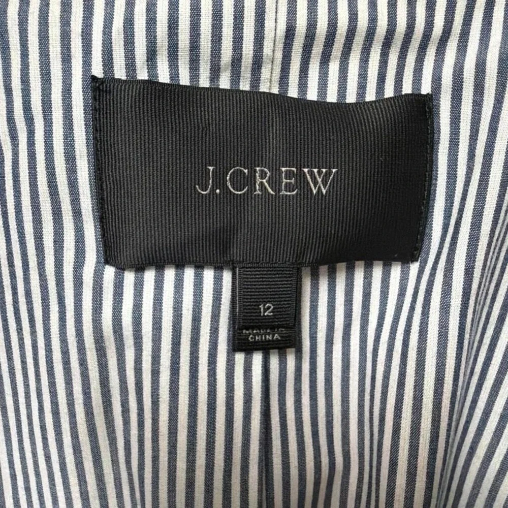 J Crew Trench Coat Women's Size 12 Mustard Yellow Double Breasted Striped Lining